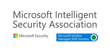 Logo of the Microsoft Intelligent Security Association featuring the Microsoft Security logo and text indicating a "Microsoft Verified Managed XDR Solution." This image highlights the Microsoft Award Ontinue association with security solutions.