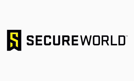 Logo of SecureWorld, featuring bold black lettering with a yellow and black icon on the left, representing security and world connectivity.