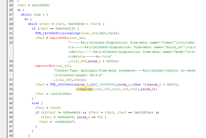 A snippet of code displayed in a text editor, showcasing line numbers and syntax highlighting. The code appears to be related to form data processing, with various variables and conditional statements.