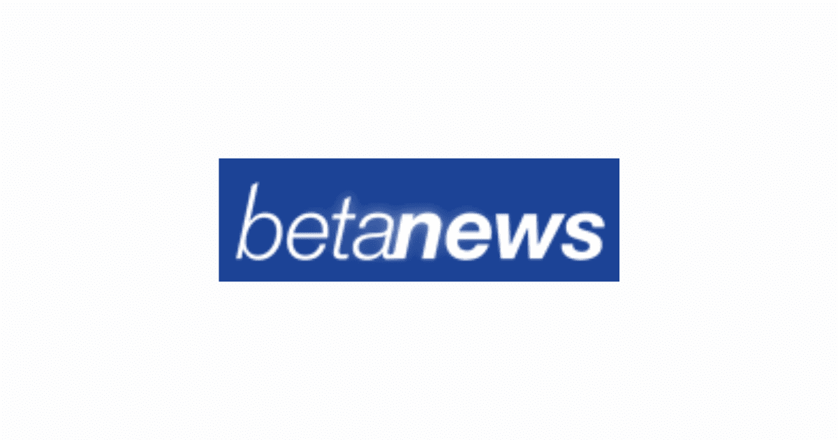 A logo displaying the word 'betanews' in white script on a blue background. The design features a stylized letter 'b' and utilizes lowercase letters for the rest of the text.
