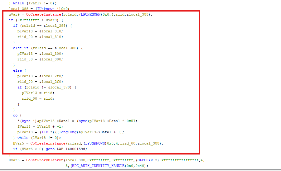 A screenshot of computer code in a programming environment. The image includes multiple lines of code with various programming syntax, variables, and functions highlighted in different colors. A portion is enclosed in a red box for emphasis.
