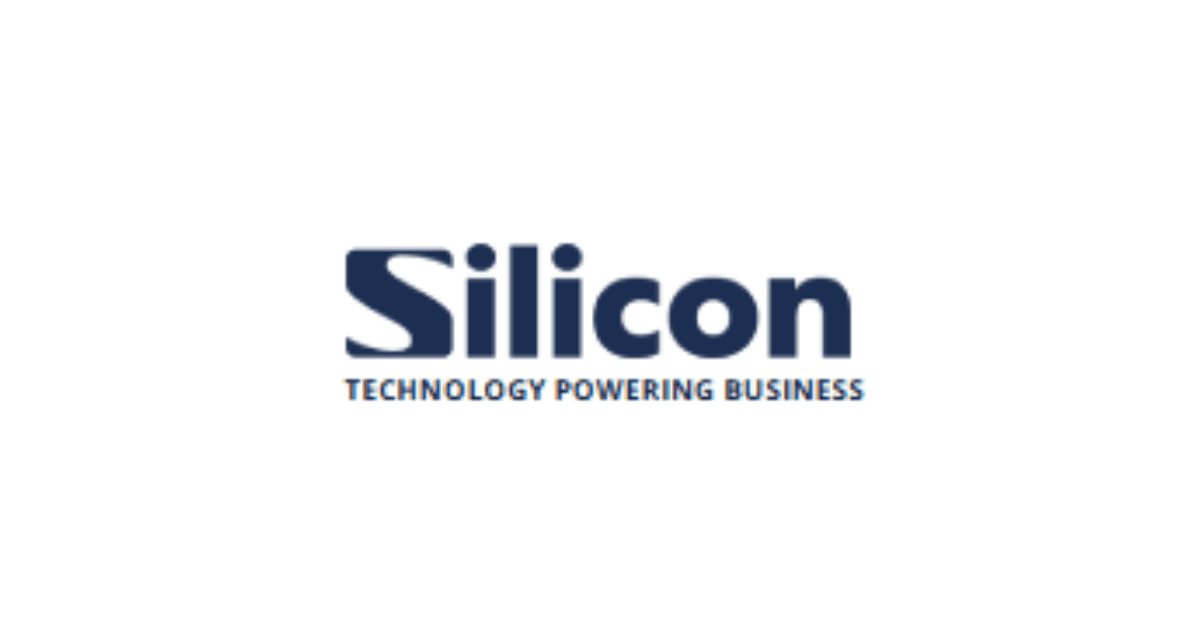 The logo of Silicon features the word "Silicon" in bold dark blue letters with a stylized capital 'S'. Below, the tagline reads, "TECHNOLOGY POWERING BUSINESS" in smaller blue font with a modern, clean appearance.