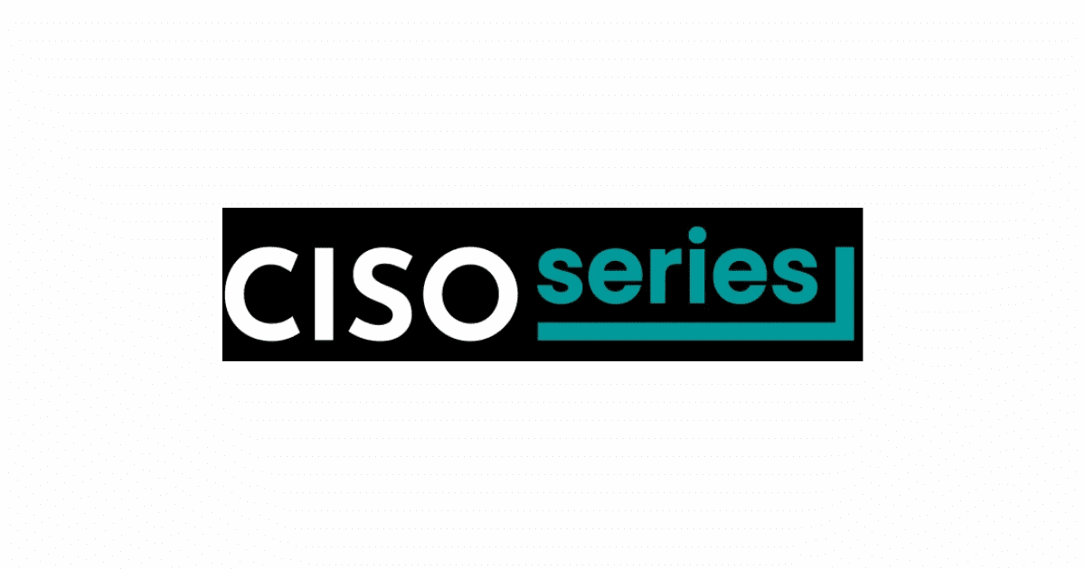 A logo for "CISO Series" featuring the words "CISO" in bold white font on the left, with "series" in teal font on the right, set against a black background. The design is modern and sleek, emphasizing the focus on cybersecurity.